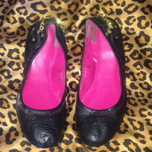 Ralph Lauren black flat with gold chain